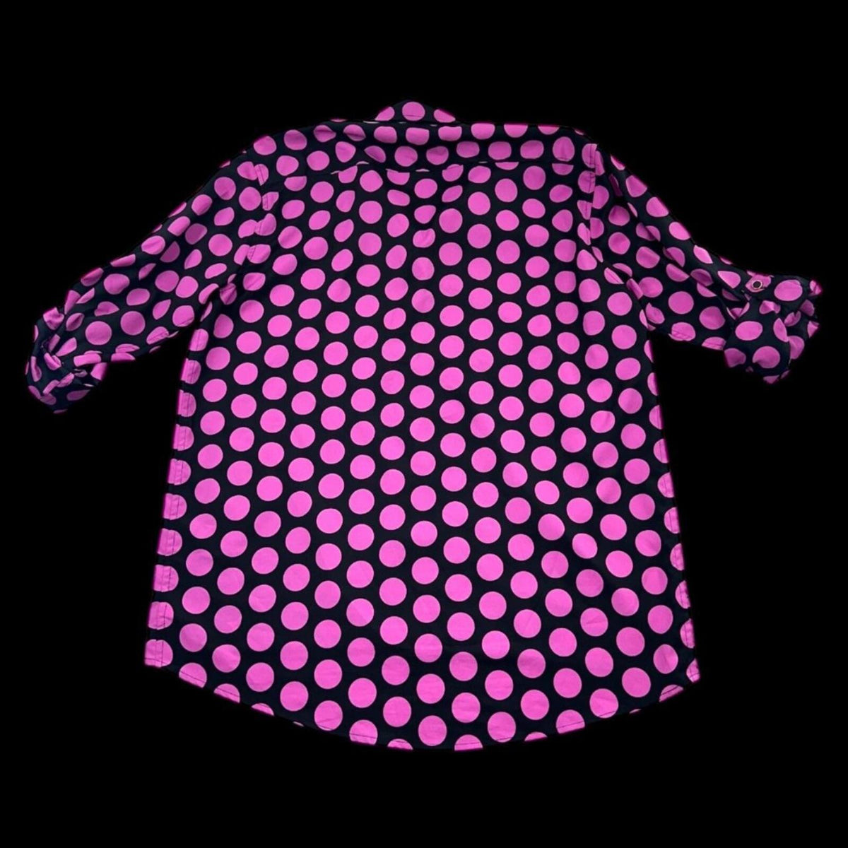 Michael Kors Black and Hot Pink Polka Dot Button Down Blouse Y2K