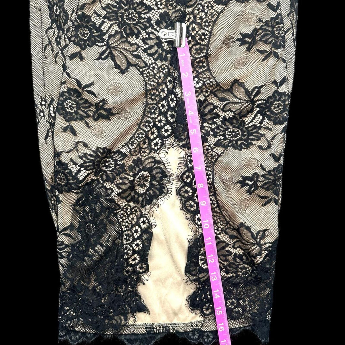 Evening Chantilly Lace Maxi Skirt Cream and Black Elegant Avant