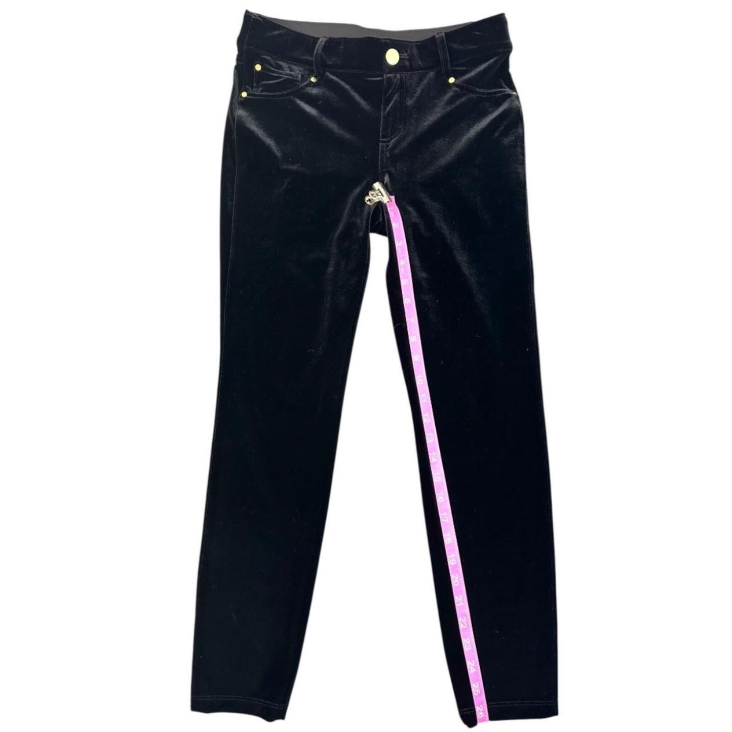 INC International Concepts Y2K Black Velvet Slim Leg Pants Mid Rise