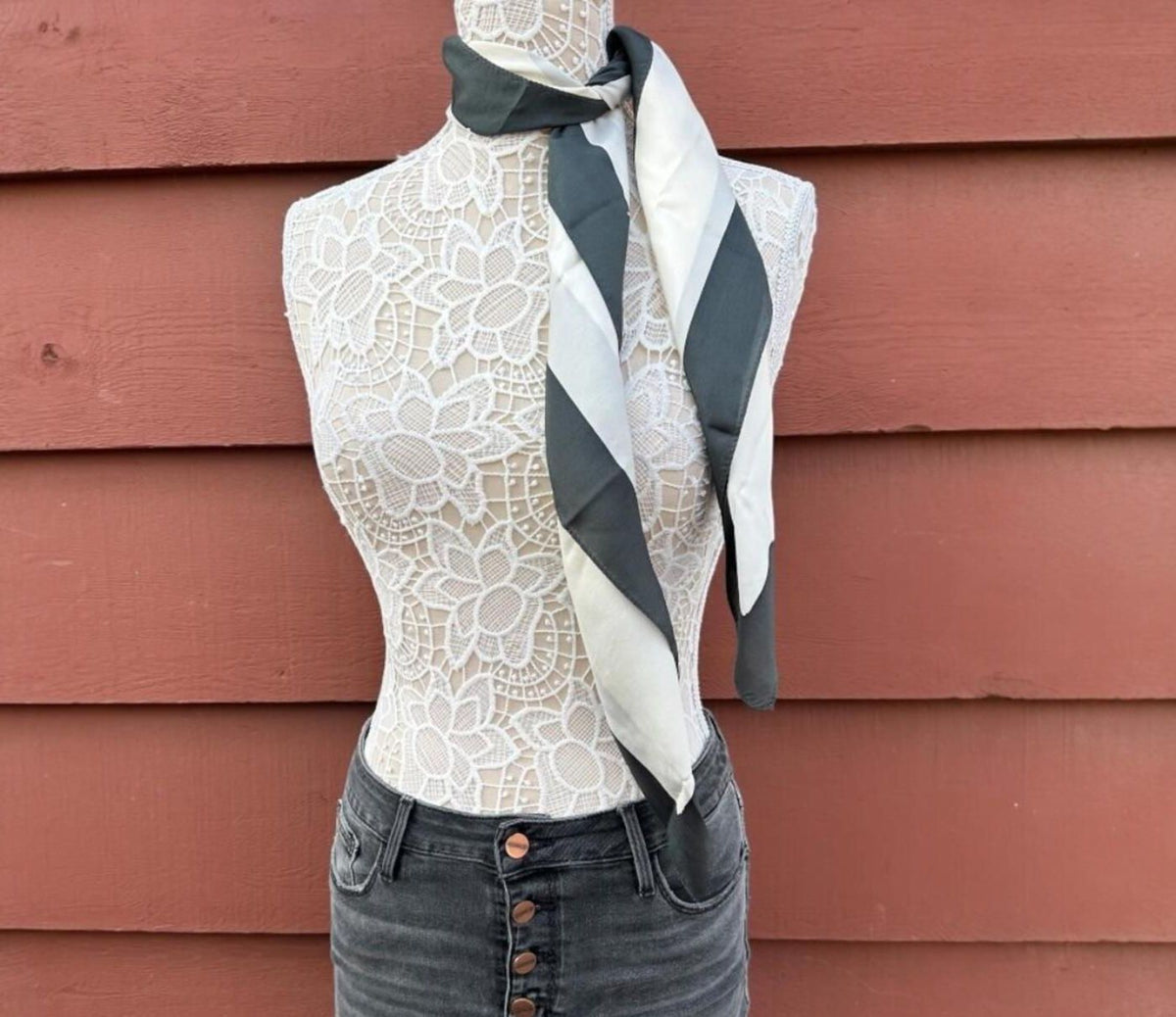 Black & White Floral Square Scarf